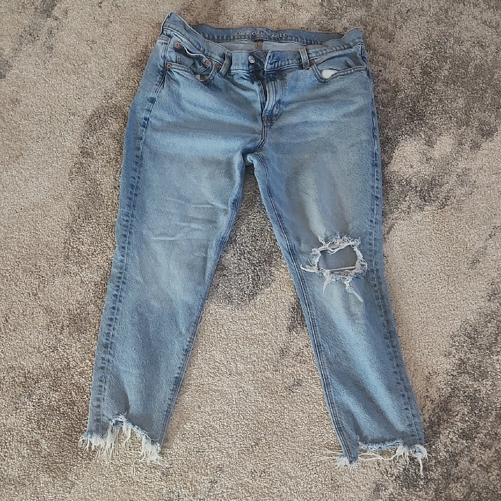 American Eagle Outfitters Light Blue Distressed Ankle Jeans